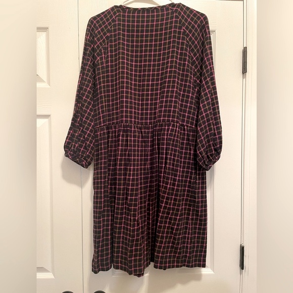 Madewell Plaid Flannel Raglan Button Front Shirt Dress Size 6 EUC - Picture 10 of 13
